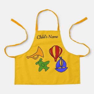 Personalise With Name Toy Collection Kids Yellow   Apron