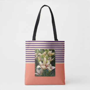 Personalise With Photo Purple Stripe Salmon  Tote Bag