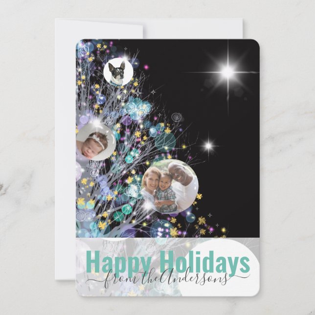 Personalise with photos and message holiday tree card (Front)