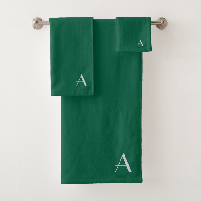 Personalise With Your Initial Green  Bath Towel Set (Insitu)