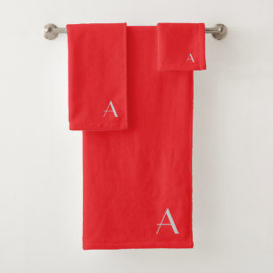Personalise With Your Initial Red Bath Towel Set