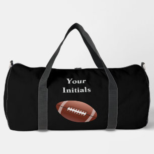 Personalise With Your Initials Black Football Duffle Bag