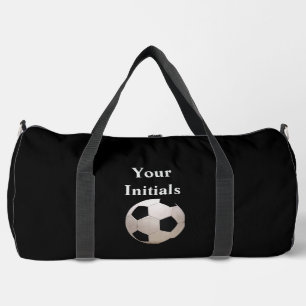 Personalise With Your Initials Black Soccer Ball Duffle Bag