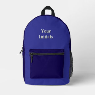 Personalise With Your Initials Blue + Blue Printed Backpack