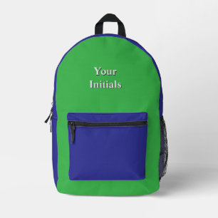 Personalise With Your Initials Blue + Green Printed Backpack