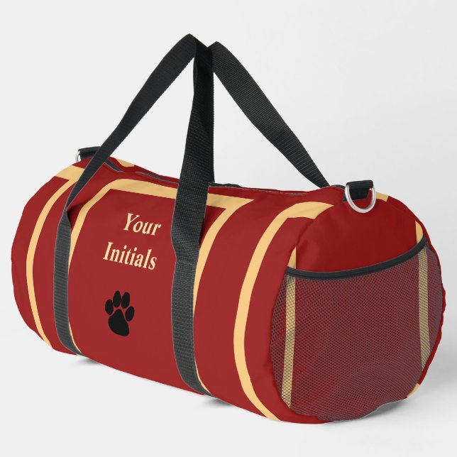 Personalise With Your Initials Dog Paw Logo   Duffle Bag (Right Corner)