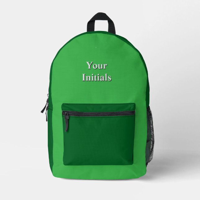 Personalise With Your Initials Green + Green    Printed Backpack (Front)