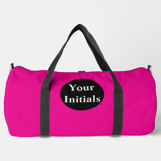 Personalise With Your Initials Hot Pink  Duffle Bag (Front)