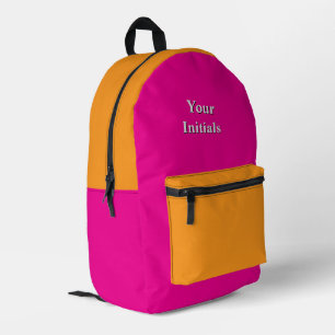 Personalise With Your Initials Hot Pink Gold   Printed Backpack