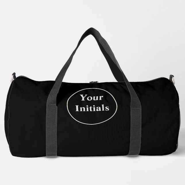 Personalise With Your Initials Jet Black  Duffle Bag (Front)