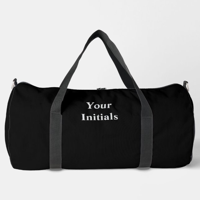 Personalise With Your Initials Jet Black  Duffle Bag (Front)