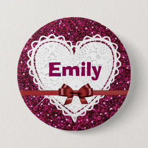 Personalise with your Name Burgundy Button