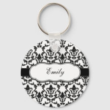 Personalise With Your Name Damask Keychain