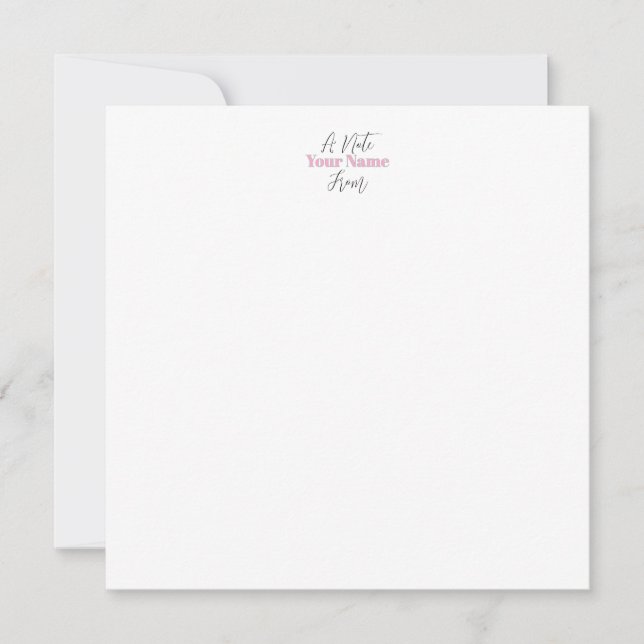 Personalise With Your Name Pink Flat Note Card (Front)