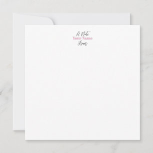 Personalise With Your Name Pink Flat Note Card