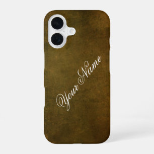 Personalise With Your Name Rustic Brown iPhone 16 Case