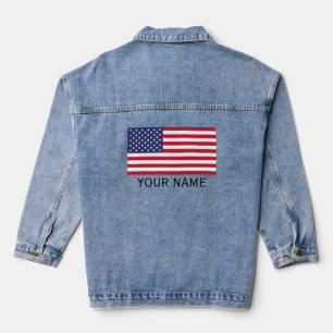 Personalise with your name USA United States Denim Jacket