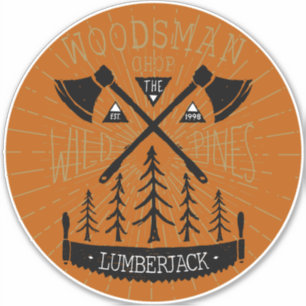 Personalise Woodsman Lumberjack Crossed Axes Pines