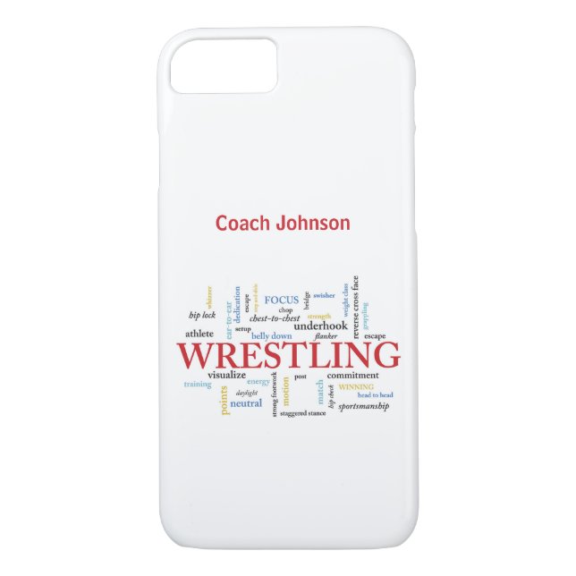 Personalise, Wrestling Coach Thank You in Words Case-Mate iPhone Case (Back)