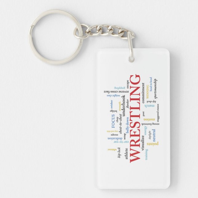 Personalise, Wrestling Coach Thank You in Words Key Ring (Front)