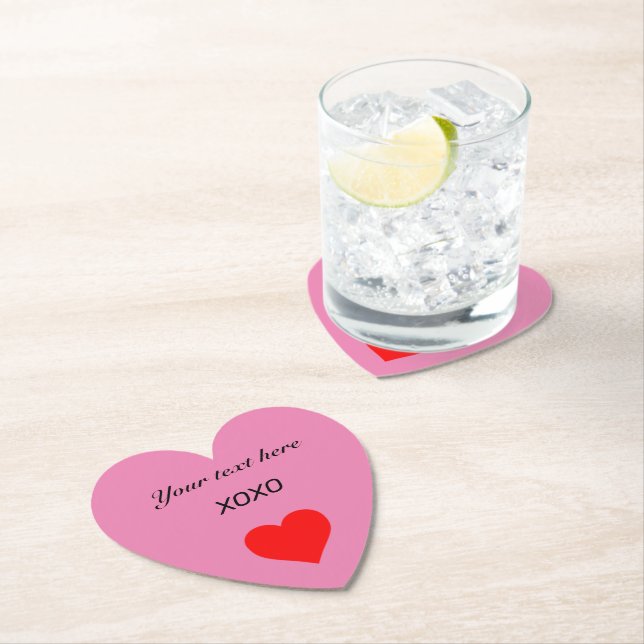 Personalise XOXO HEART Paper Coaster (Insitu)
