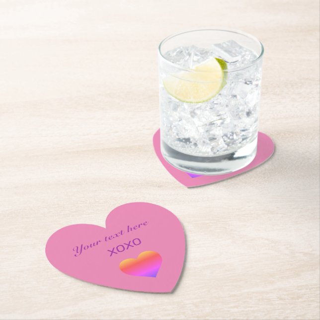 Personalise XOXO HEART Paper Coaster (Insitu)