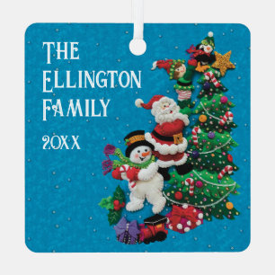 Personalise Year Name Photo Santa Snowman Metal Tree Decoration