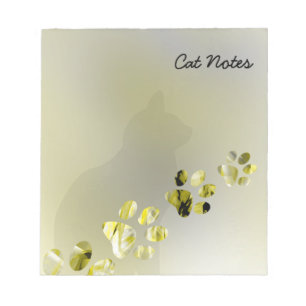 Personalise Yelllow Cat Paw Prints For Cat Lovers Notepad