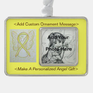 Personalise Yellow Awareness Ribbon Angel Ornament