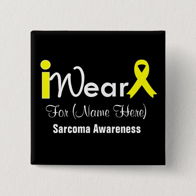 Personalise Yellow Ribbon Sarcoma 15 Cm Square Badge (Front)