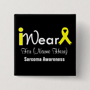 Personalise Yellow Ribbon Sarcoma 15 Cm Square Badge