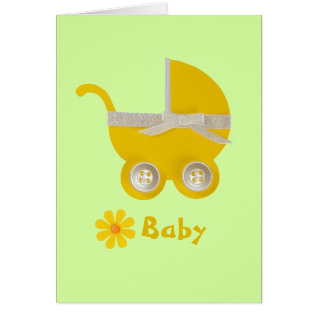 Personalise, yellow stroller and white bow (Front)