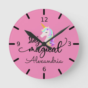 Personalise You Own Stay Magical Unicorn Round Clock