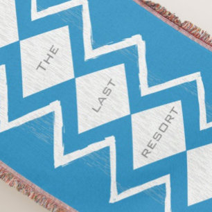 Personalise Your Beach House Aqua Grey Zig Zag Throw Blanket