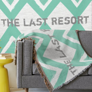 Personalise Your Beach House Mint Aztec Pattern Throw Blanket