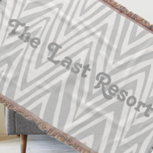 Personalise Your Beach House Name Grey Zig Zag Throw Blanket