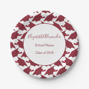Personalise your Burgundy and White graduate Paper Plate