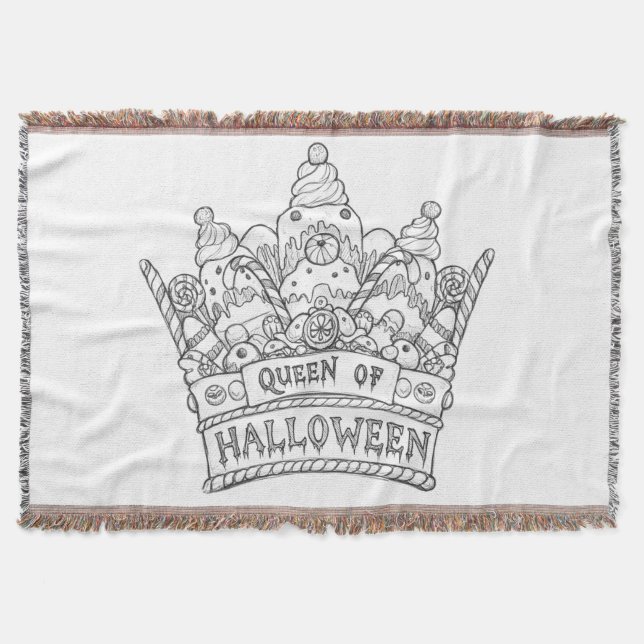 Personalise Your Halloween Crown Design- add your  Throw Blanket (Front)