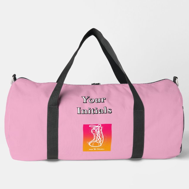 Personalise Your Initials Pink High Top Sneakers  Duffle Bag (Front)