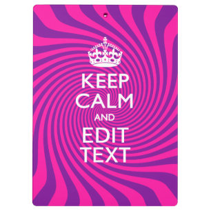 Personalise Your Keep Calm Saying Hot Pink Swirl Clipboard
