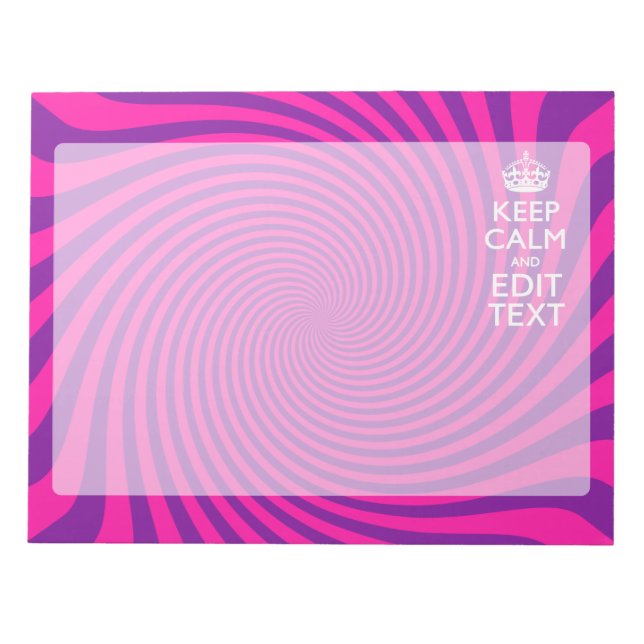 Personalise Your Keep Calm Saying on Pink Swirl Notepad (Front)