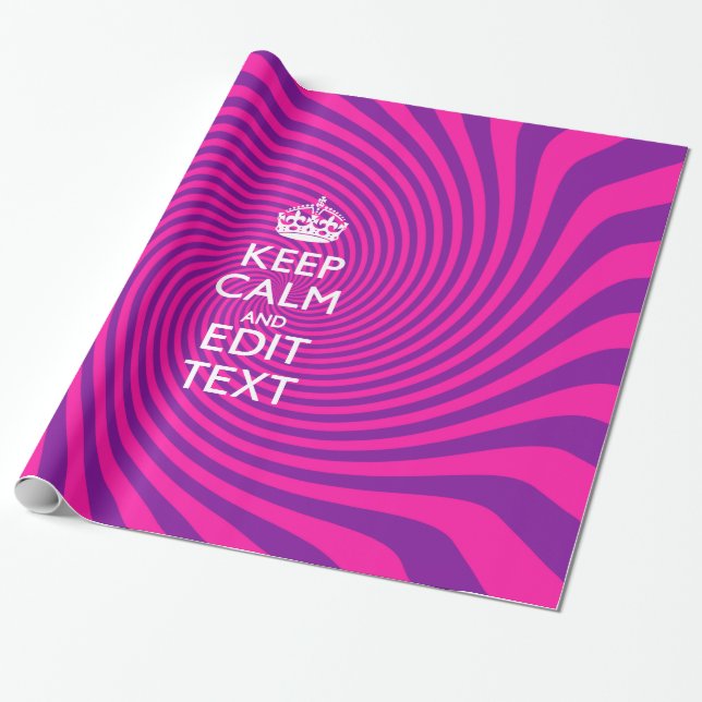 Personalise Your Keep Calm Saying on Pink Swirl Wrapping Paper (Unrolled)