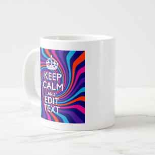 Personalise Your Keep Calm Text Multicolored Swirl Large Coffee Mug