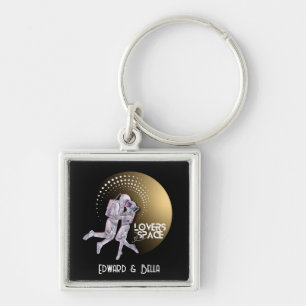 Personalise your Lovers in Space design  Key Ring