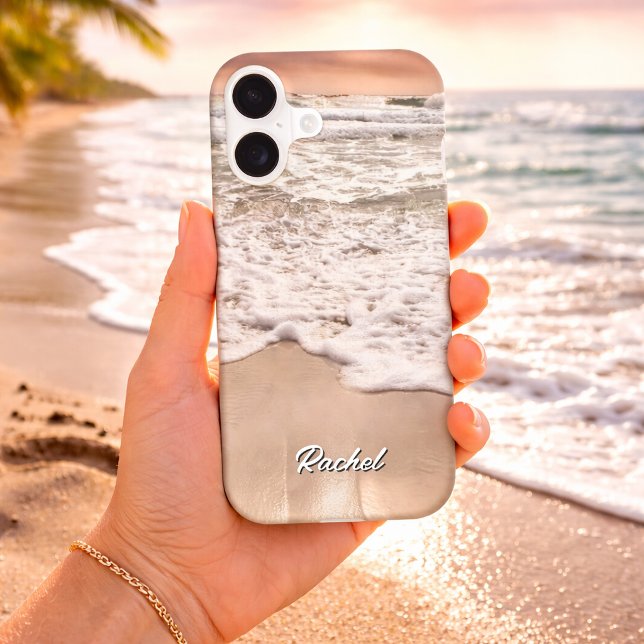 Personalise Your Name Foamy Shoreline Beach Waves  (Foamy Shoreline Beach Waves Add Your Name IPhone 17 Case)