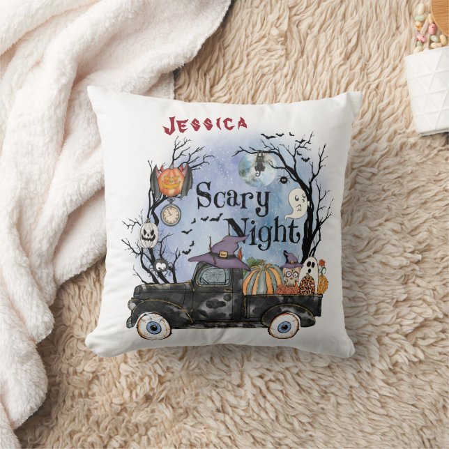 Personalise Your Name Halloween Scary Night Cushion (Blanket)