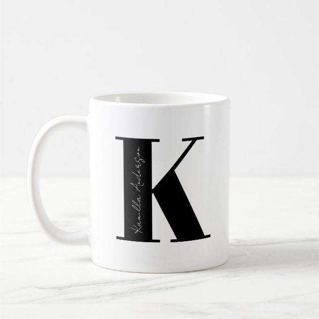 Personalise Your Name Start with Letter K Coffee Mug (Left)
