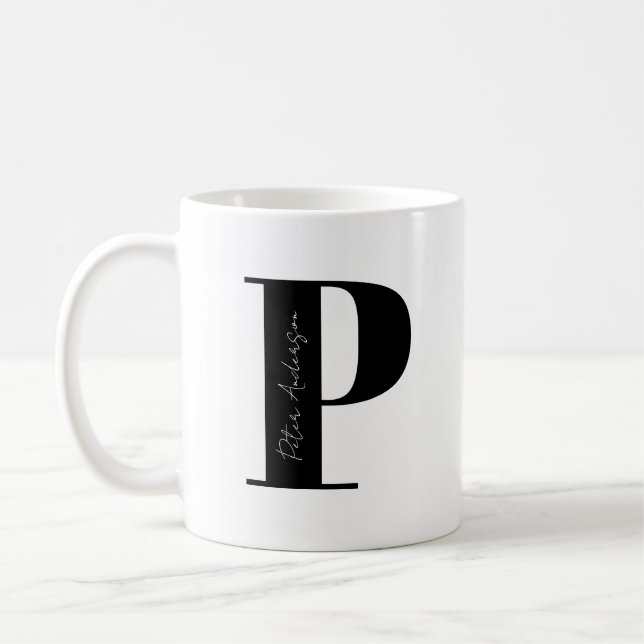 Personalise Your Name Start with Letter P Coffee Mug (Left)