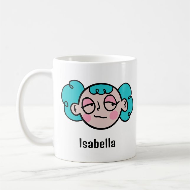 Personalise Your Name with a Funny Cartoon Face Coffee Mug (Left)