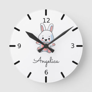 Personalise Your Own Baby Bunny Rabbit Round Clock